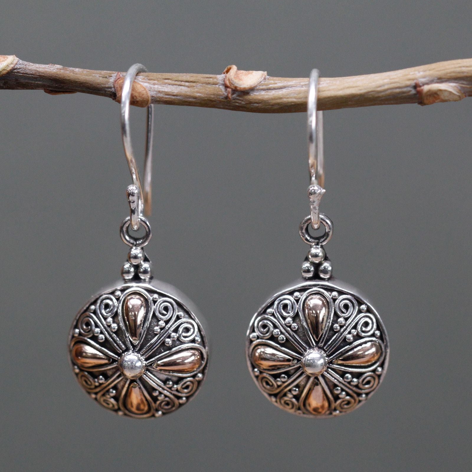 Silver and Gold Classic Round Earrings for Stylish Elegance