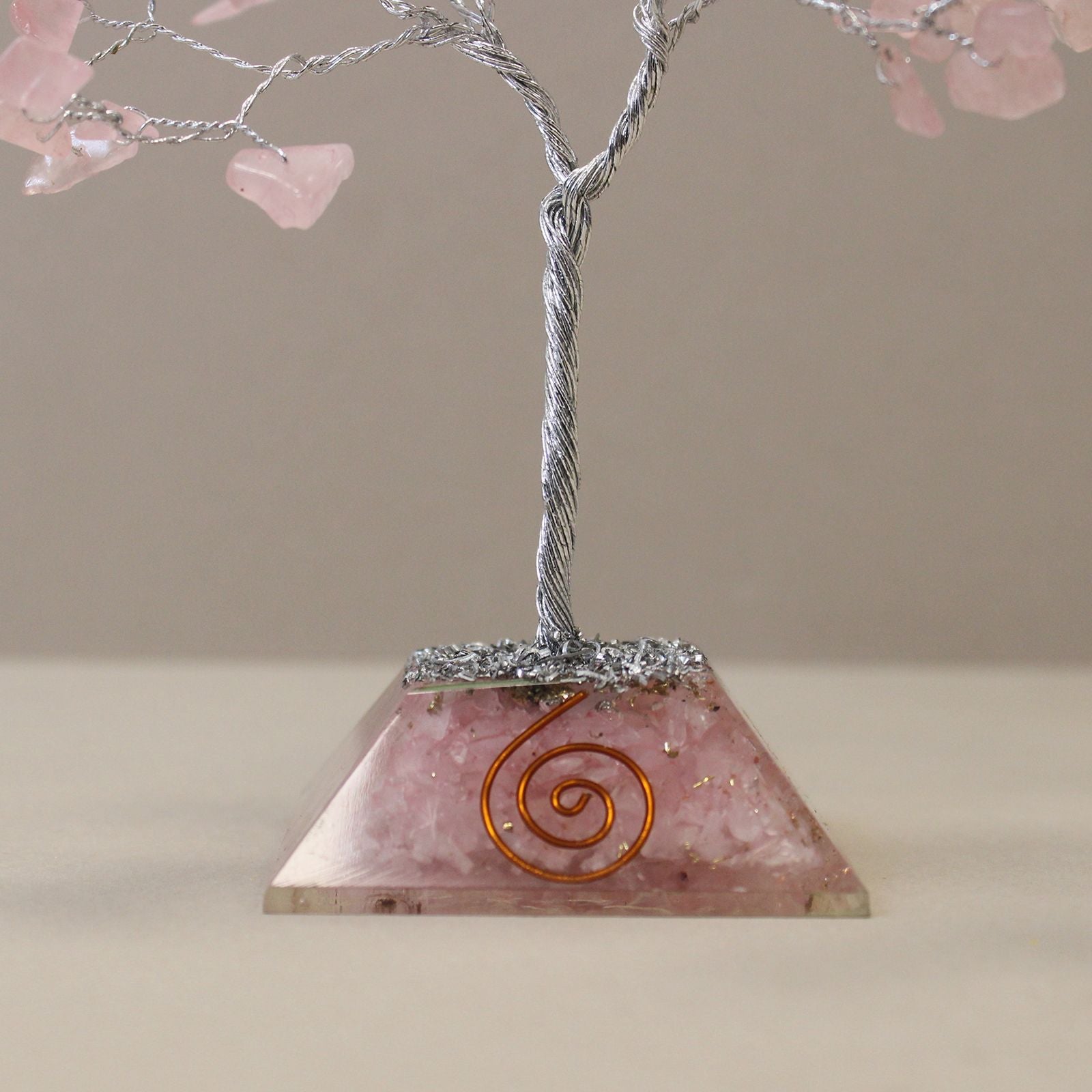 Rose Quartz Gemstone Tree with Orgonite Base and 80 Stones