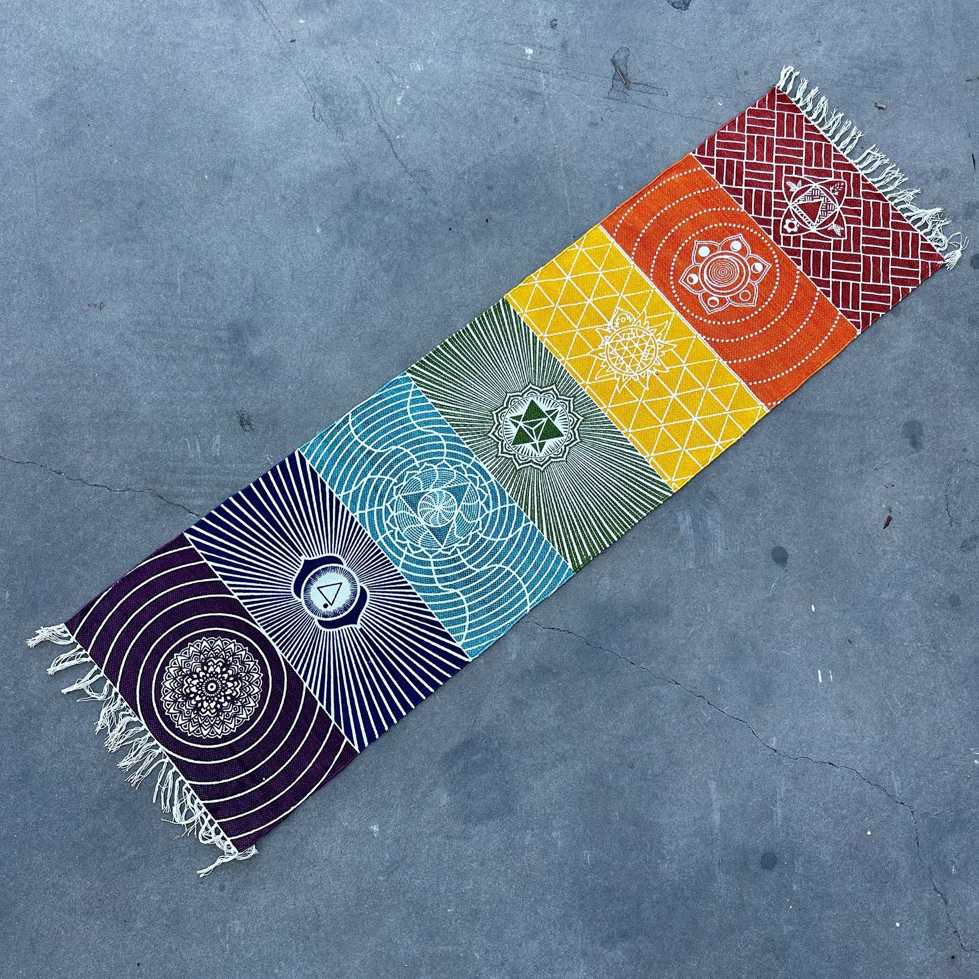 Yoga Rug 60x200cm with 7 Chakras Design for Versatile Use