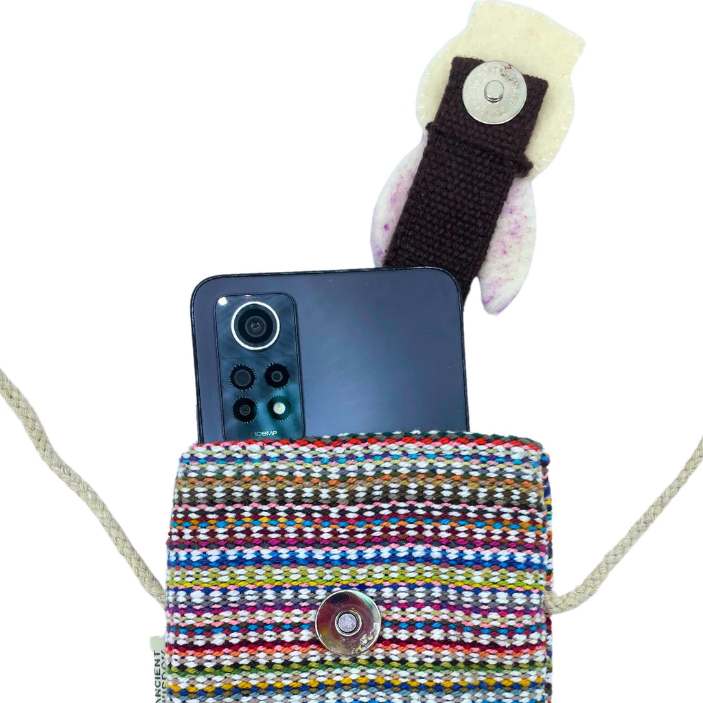 Phone Holder Bag Stripes Pink with Bunny Decor for Everyday Use