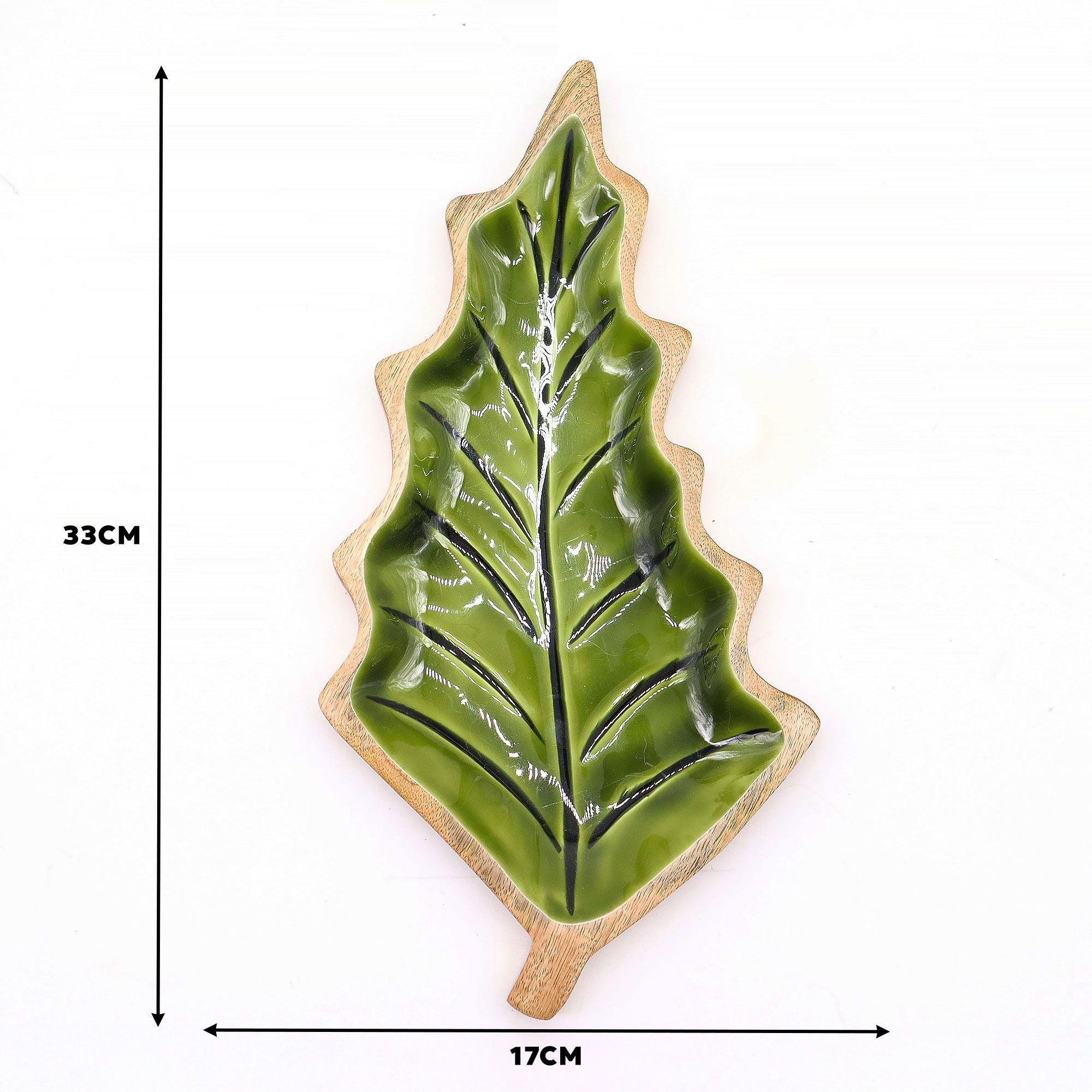 Lost in the Forrest Enamel Leaf Wooden Bowl for Home Decor