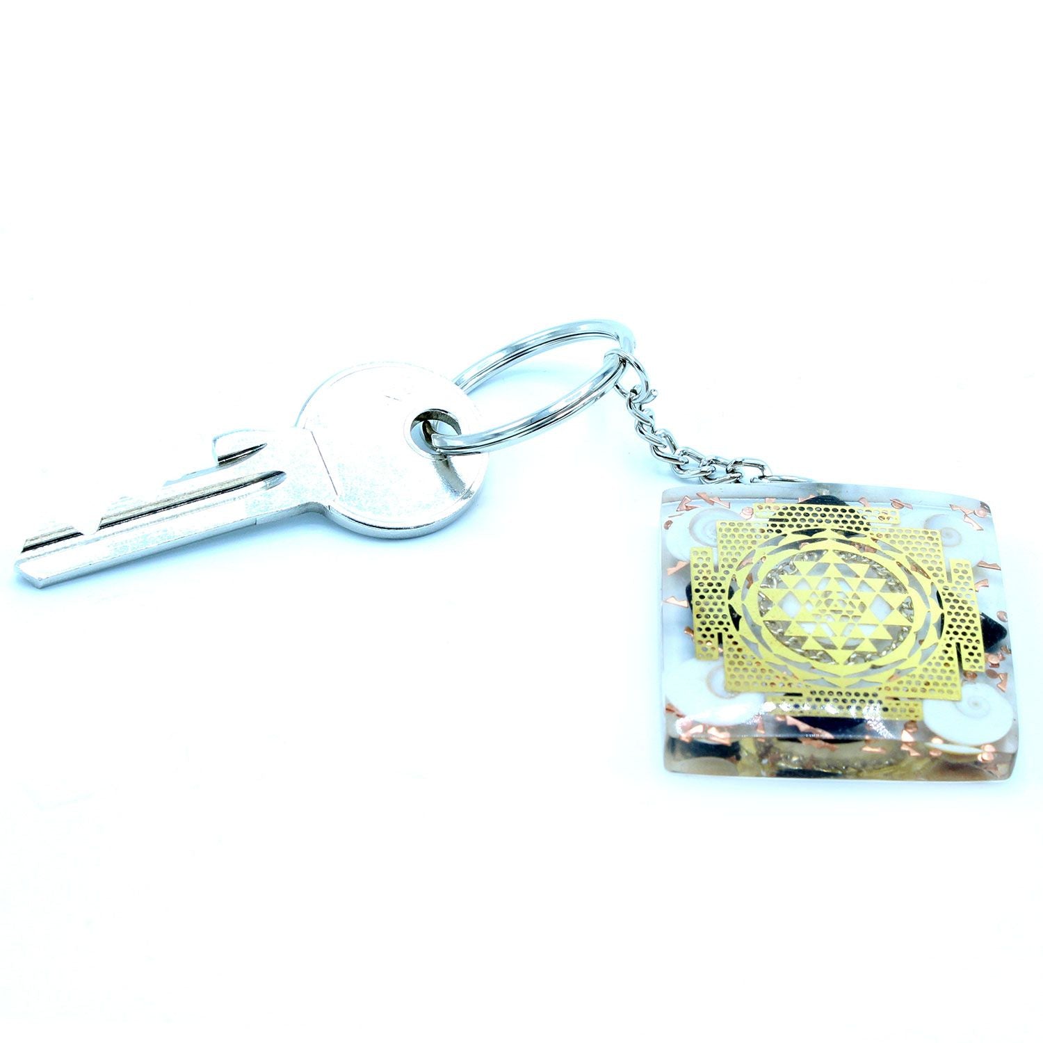 Stylish Orgonite Power Keyring for Home Protection with Tourmaline