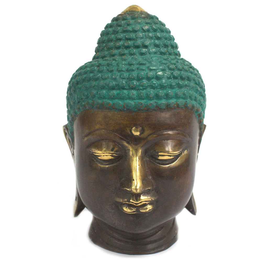 Large Classic Brass Buddha Head for Tranquil Home and Spa Decor