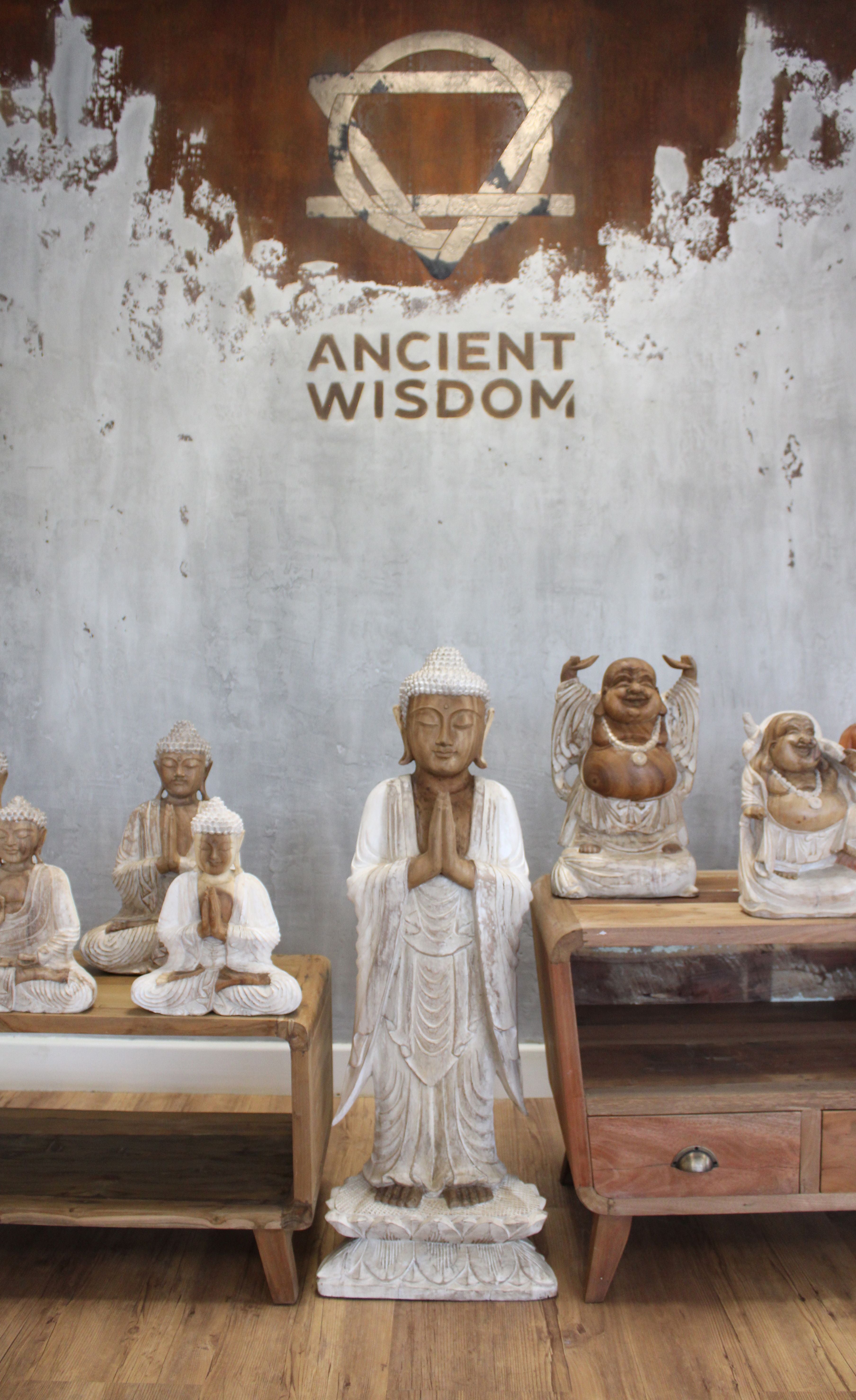 Buddha Statue Standing Whitewash 1m Welcome for Home Decor