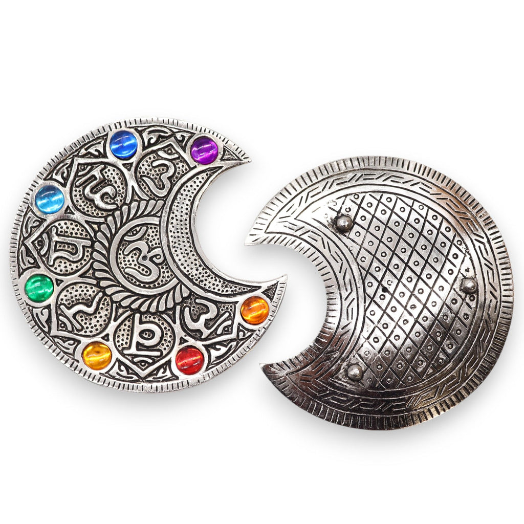 Seven Chakra Moon Incense Holder with Vibrant Chakra Design