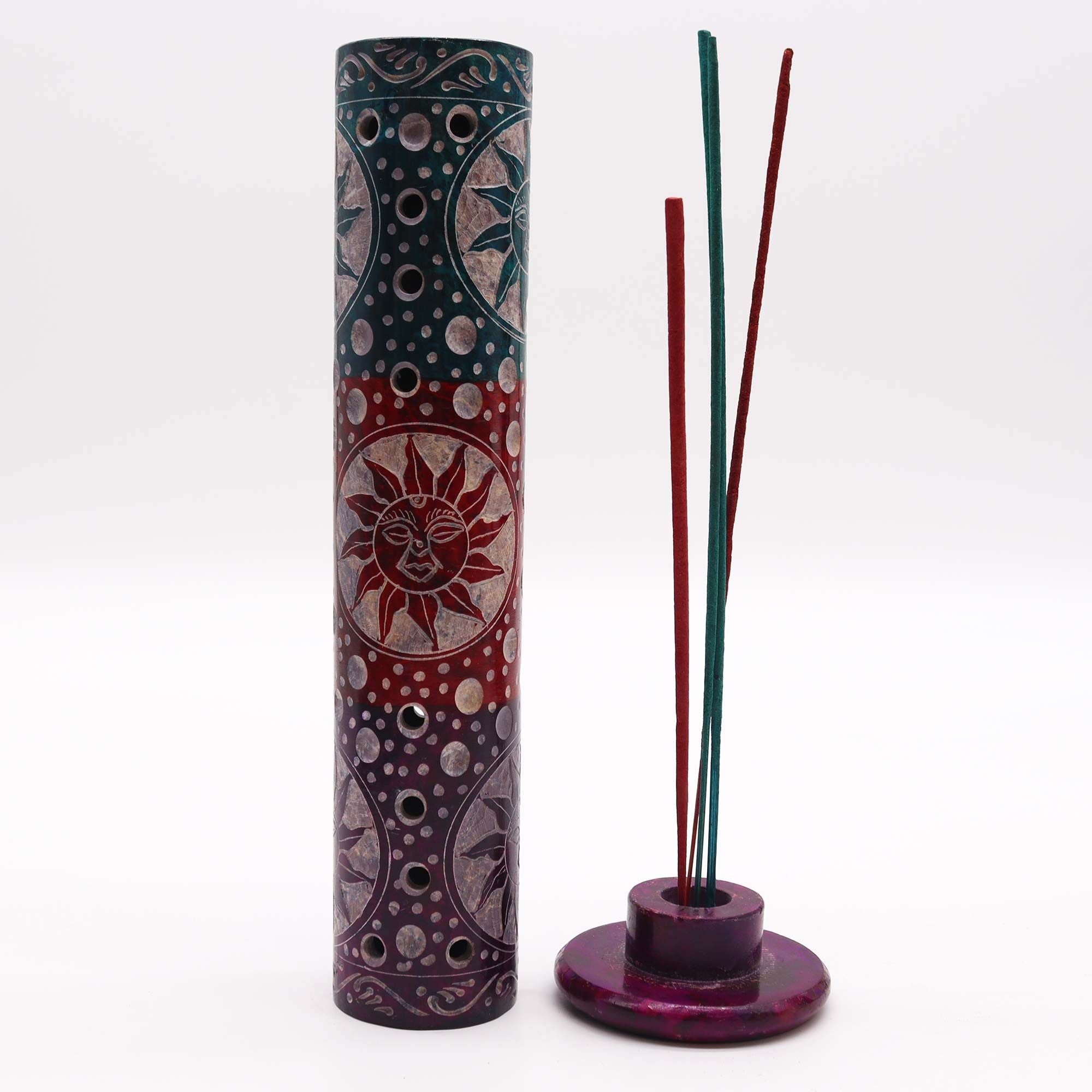 Soapstone Round Tower Incense Holder for Home Decor and Gifts