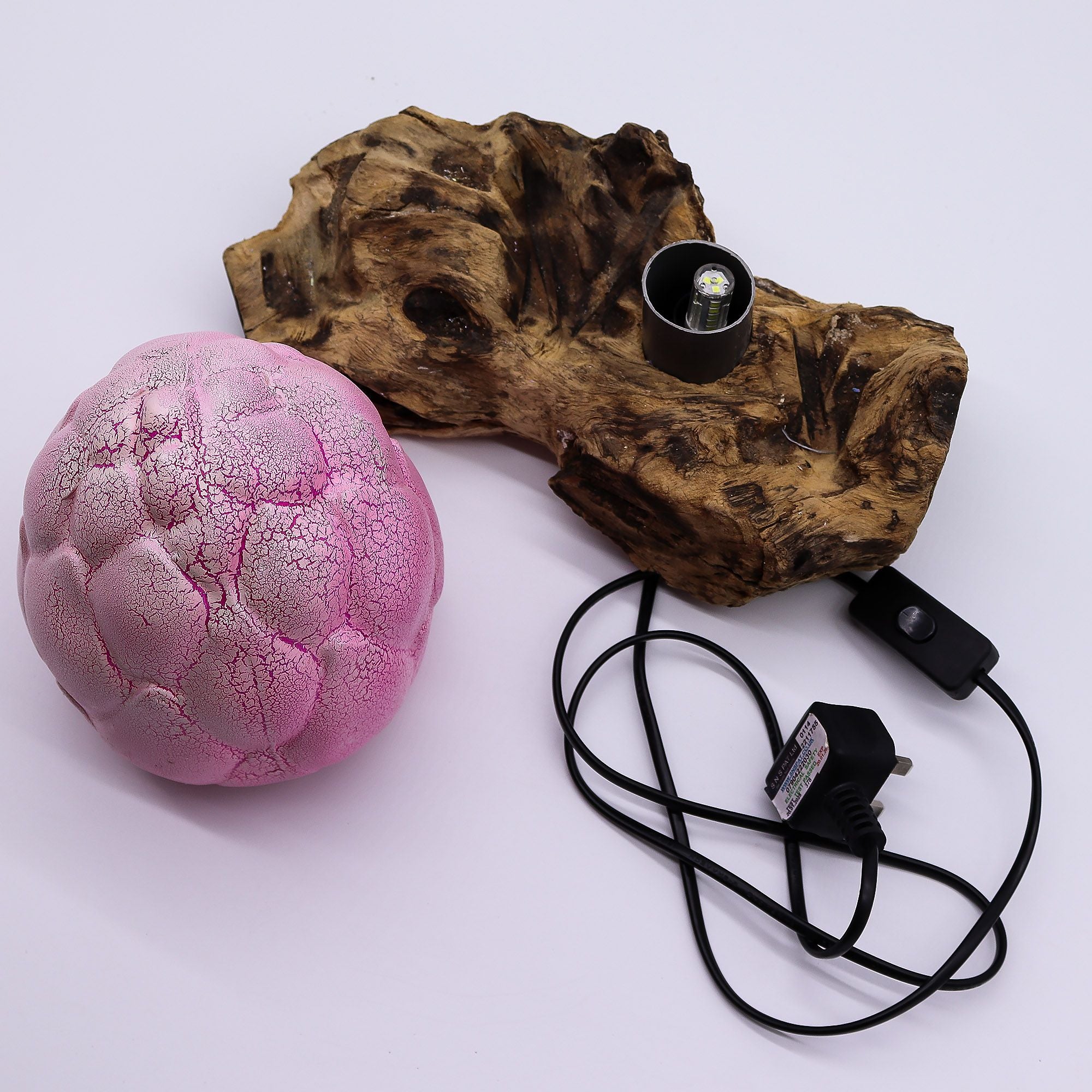 DriftGlow Lamp with Crackle Lotus Flower Shade in Purple