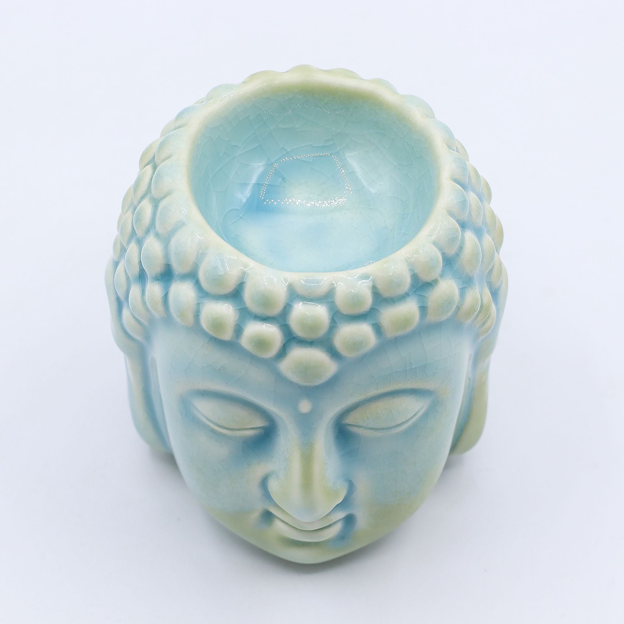 Buddha Oil Burner Blue for Calming Home Fragrance and Decor