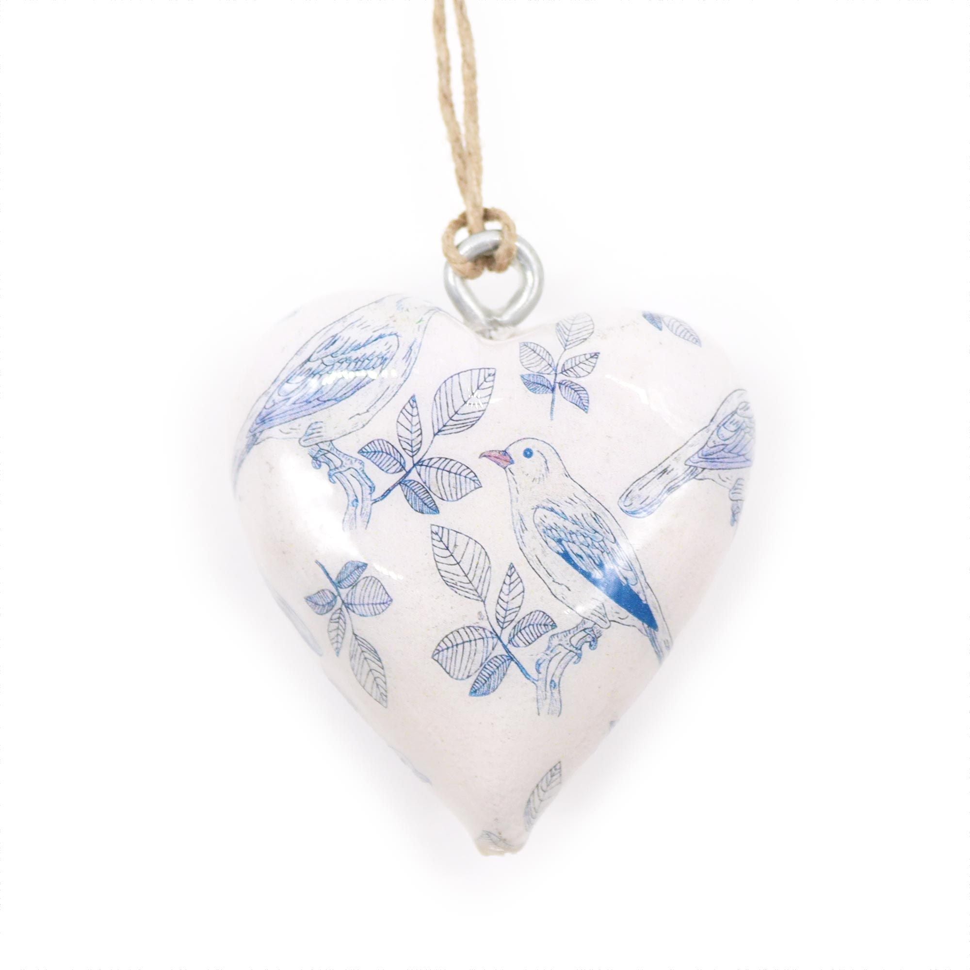 Large Decor Wood Heart with Charming Blue Bird Design Accent