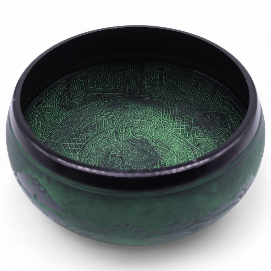 Extra Loud Mushroom Singing Bowl in Moss Green for Meditation