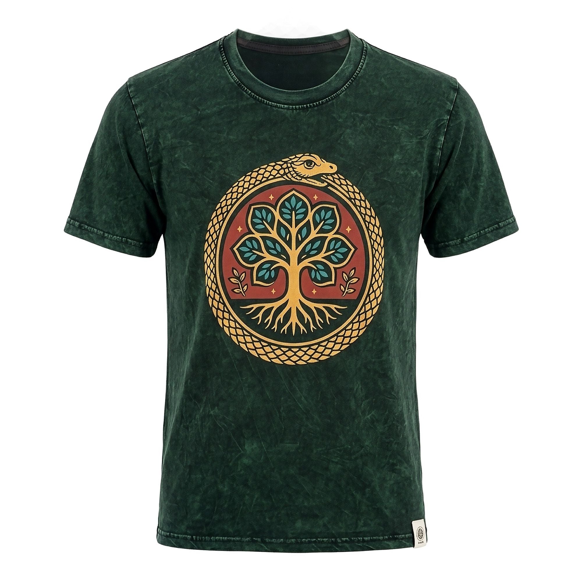 Nomad Sari Stonewashed Cotton T Shirt with Tree of Life Design