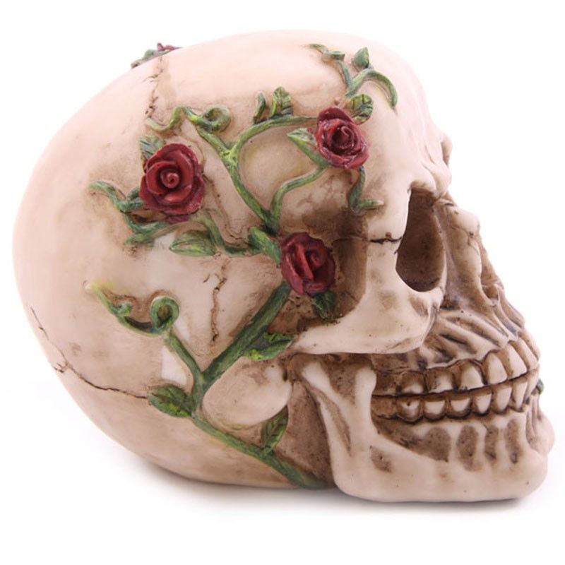 Skull with Roses Random Design Gothic Ornament for Halloween