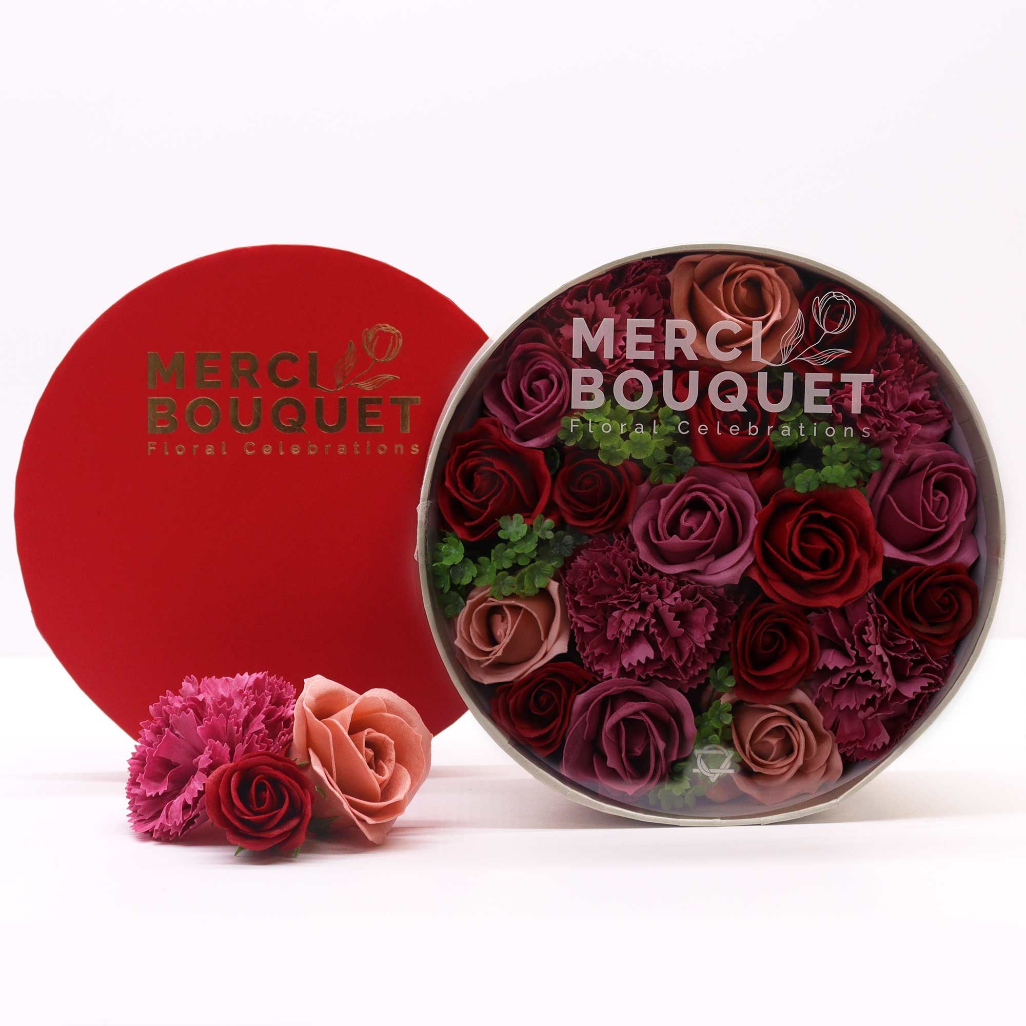 Round Box of Vintage Roses Soap Flowers for Elegant Gifting