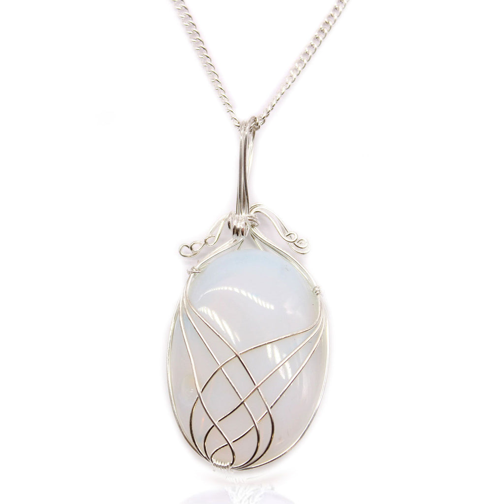 Swirl Wrapped Gemstone Necklace with Opalite Design