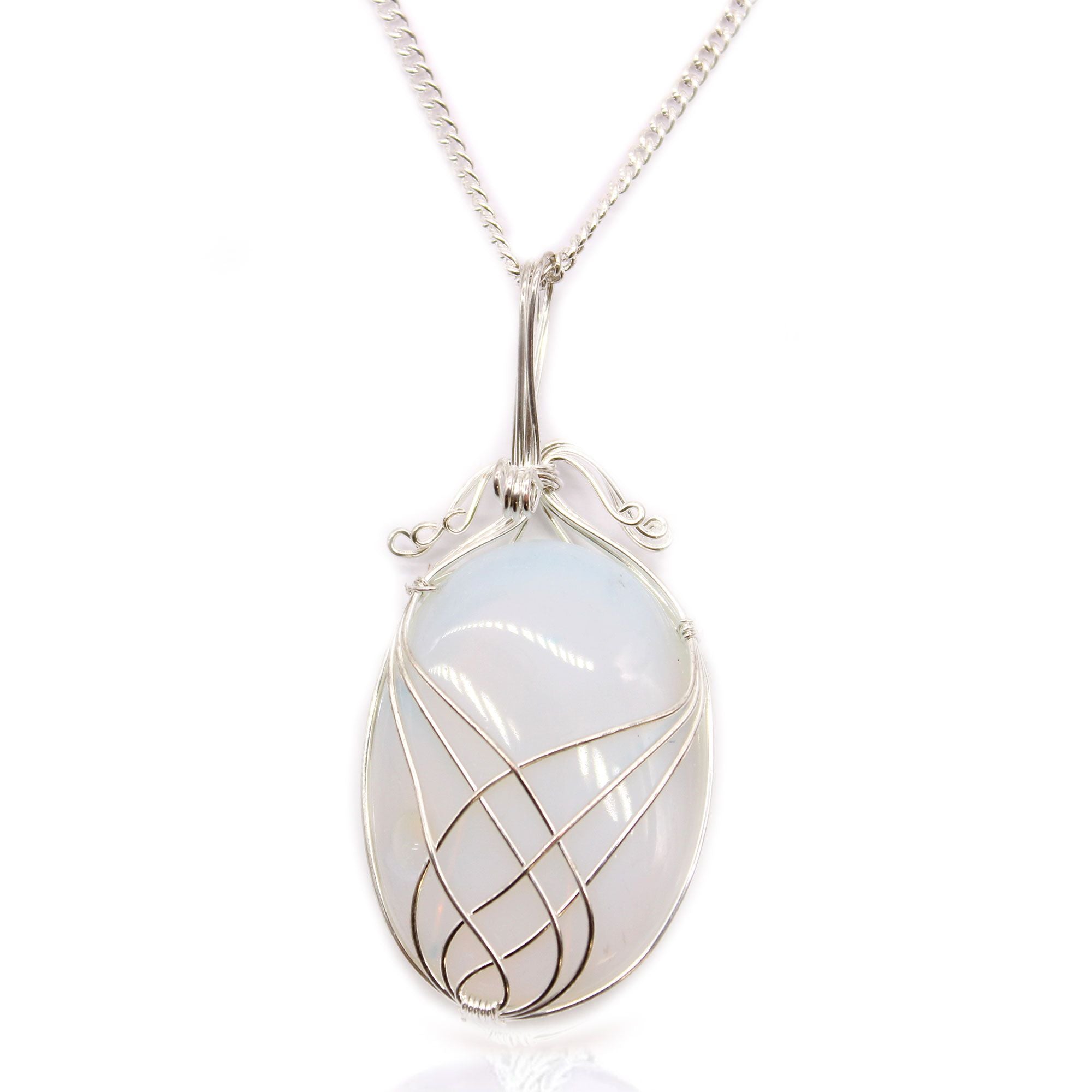 Swirl Wrapped Gemstone Necklace with Opalite Design
