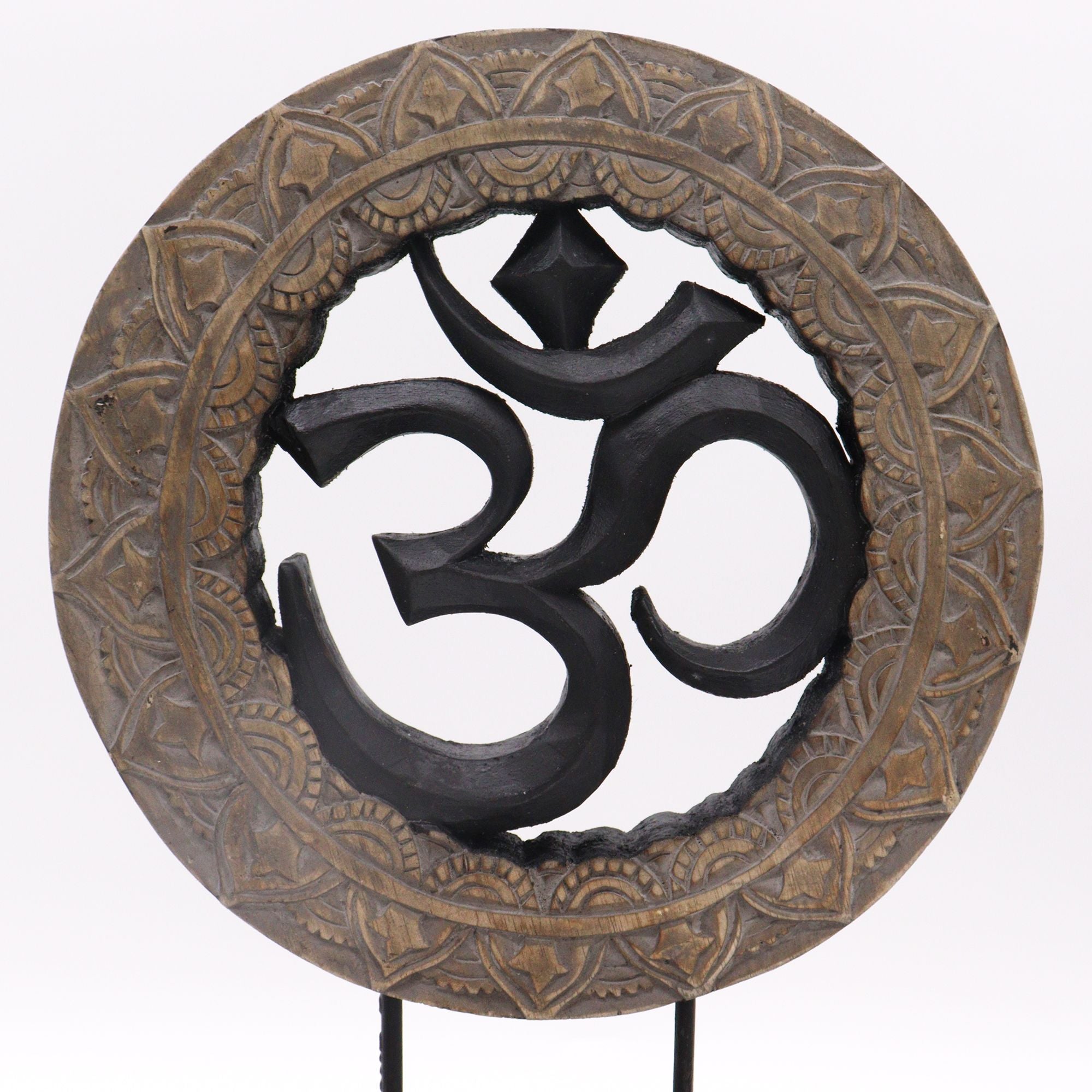 Buddha Feng Shui Set with Om Symbol in Elegant Grey and Black Design