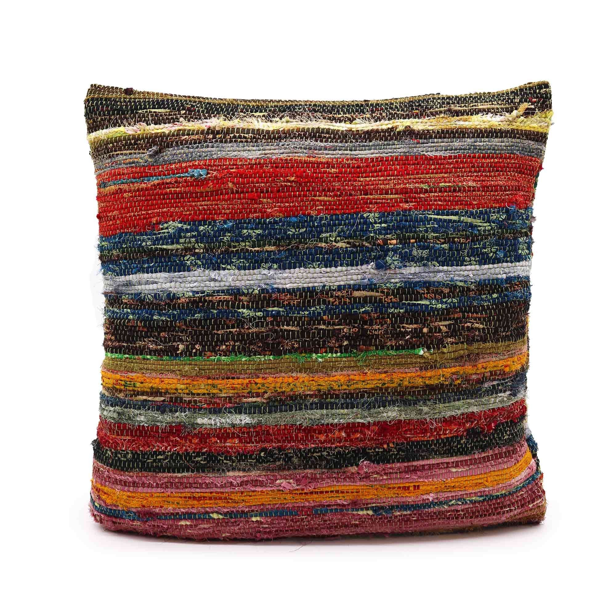 Rag Rug Cushion Covers in Natural Greens for Home Decor Styling