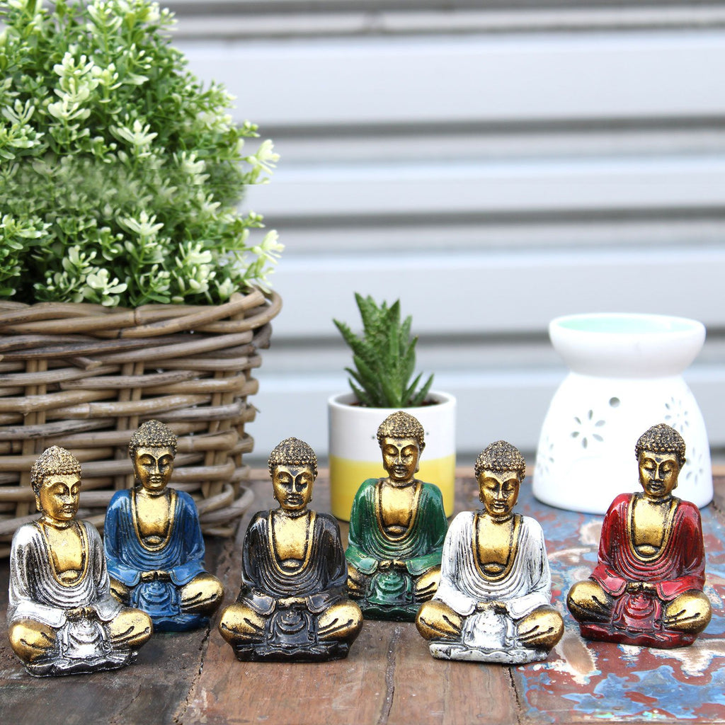 Gold Mini Buddha Statues in Assorted Colours for Home Decor