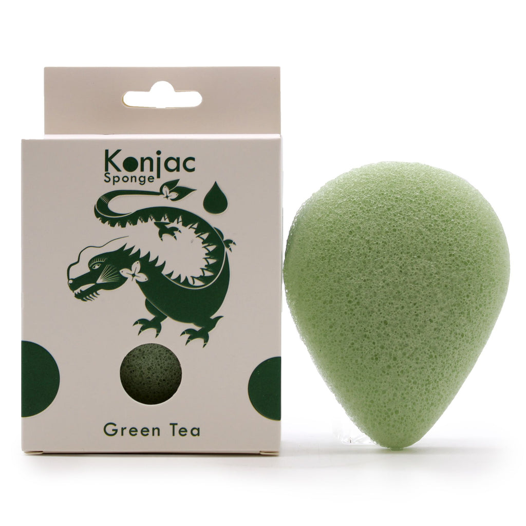 Teardrop Konjac Sponge with Green Tea for Gentle Skin Cleansing