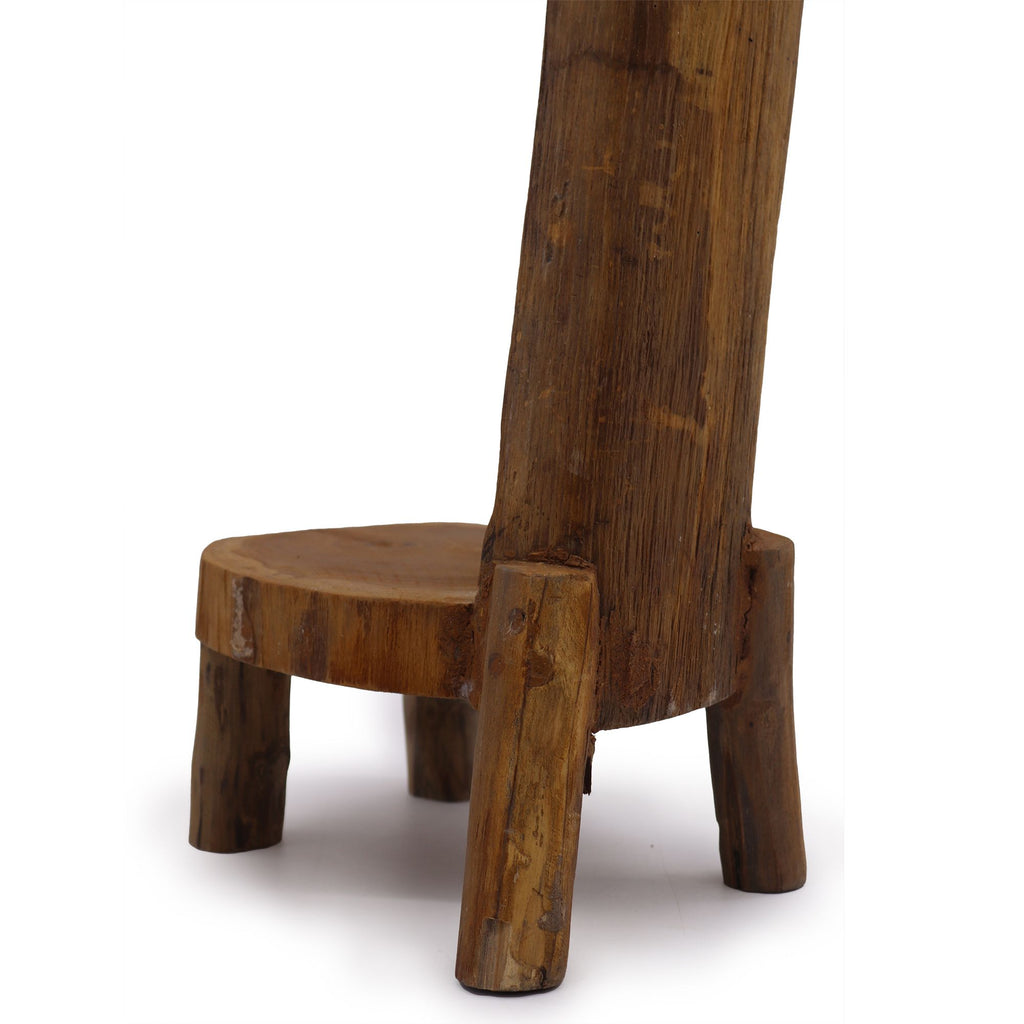 Natural Teak Log Shelve Display Unit with 3 Rustic Shelves