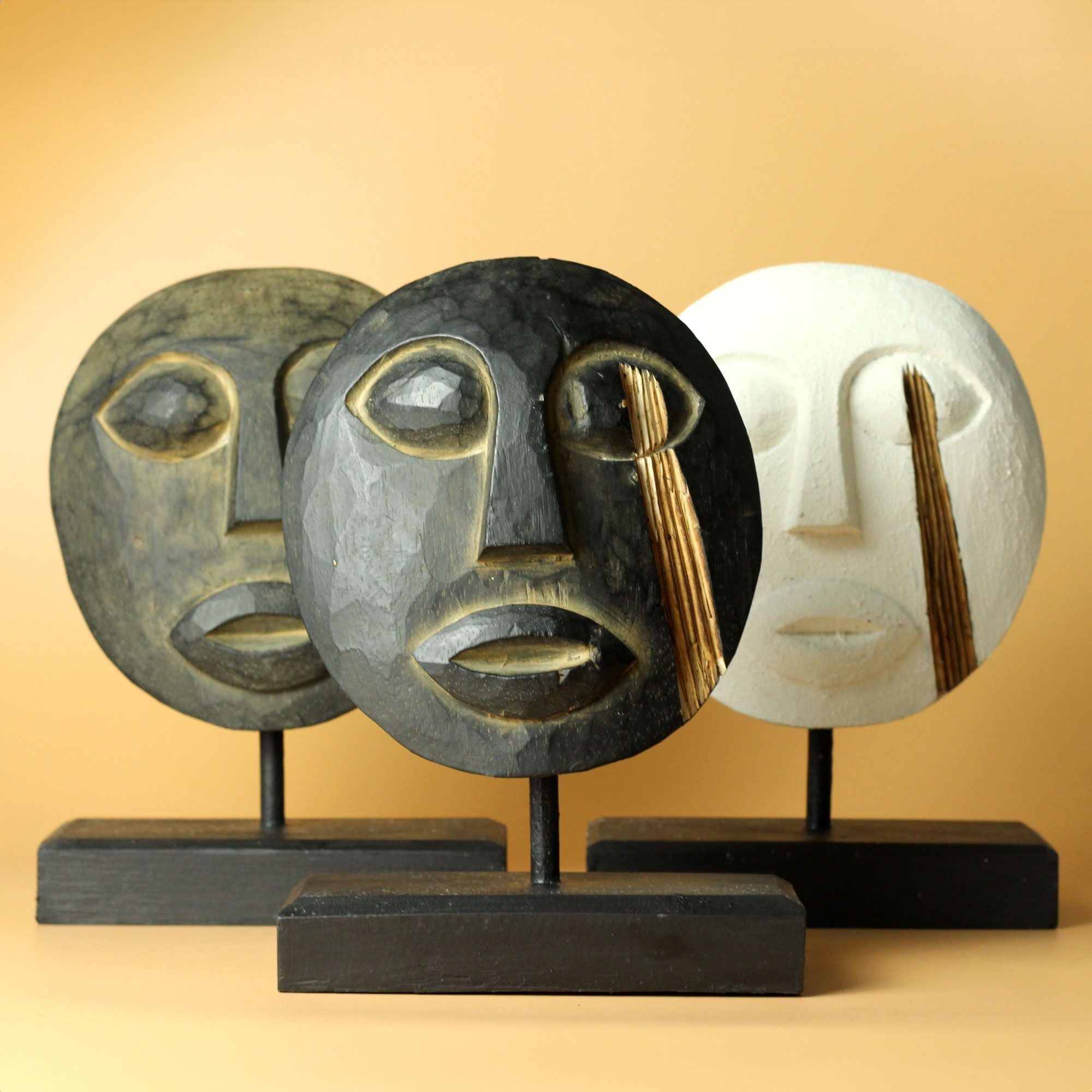 Timor Tribal Decorative Mask Black 27x20cm for Home Decor Accent