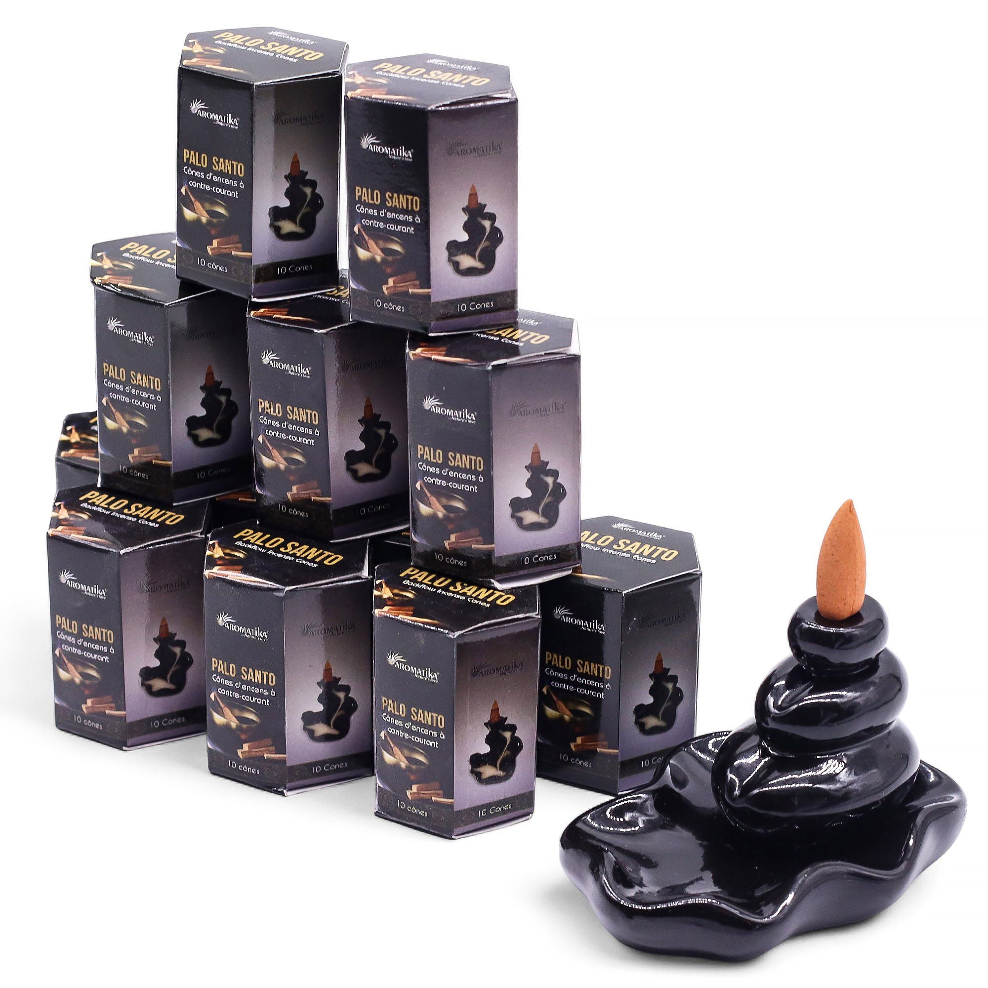 Pack of 10 Aromatika Masala Backflow Incense Cones Palo Santo Aroma