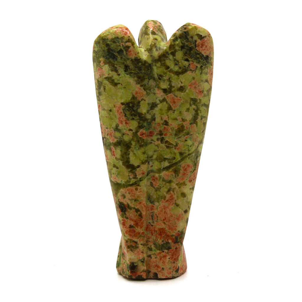 Hand Carved Gemstone Angel Figure in Unakite Design