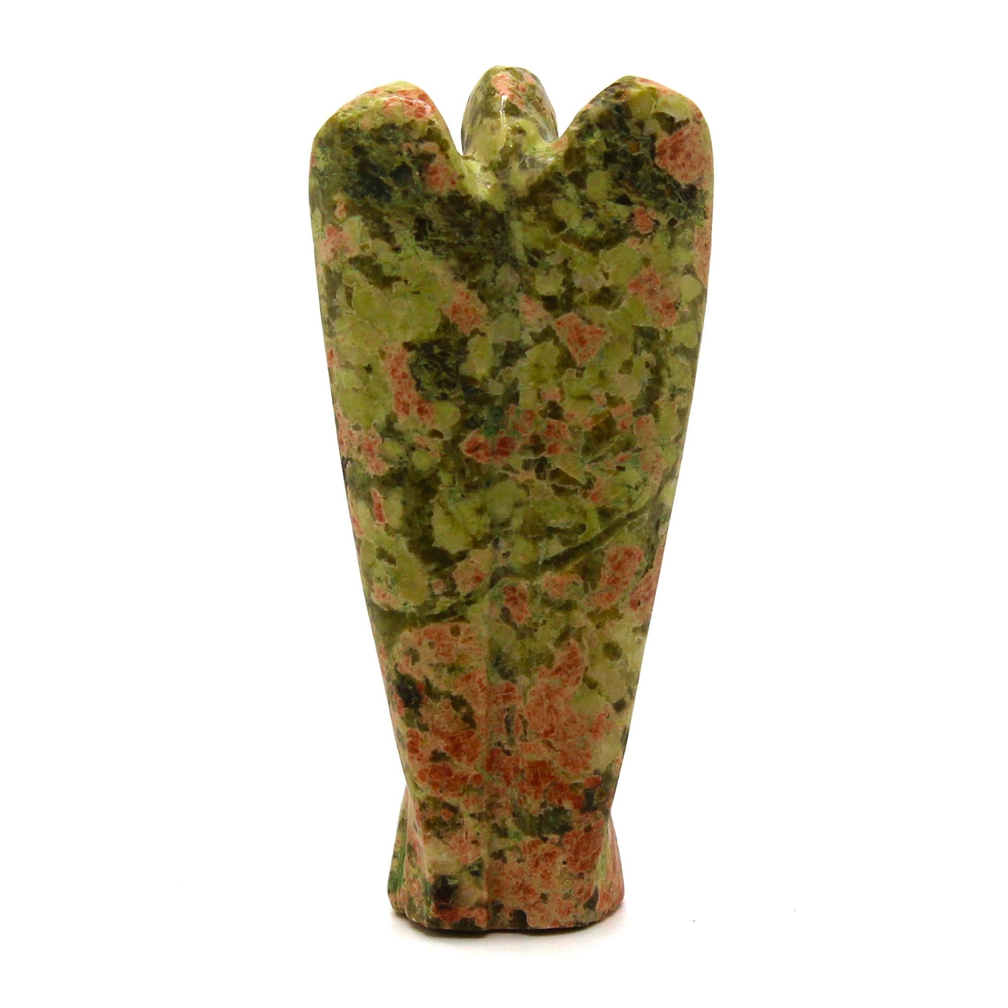 Hand Carved Gemstone Angel Figure in Unakite Design