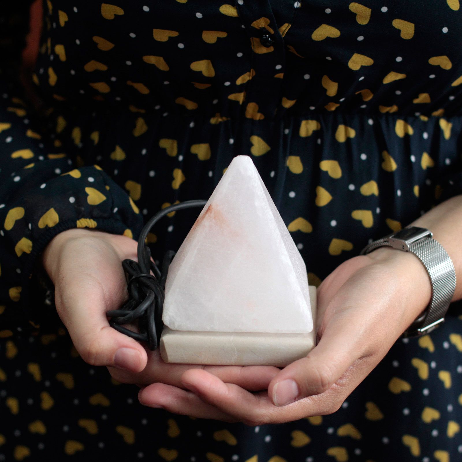 Quality USB Pyramid White Salt Lamp 9 cm for Unique Home Decor