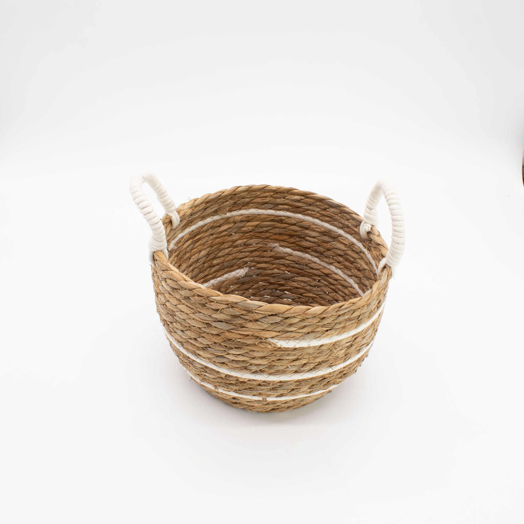 Cotton & Seagrass Large Baskets Set of 3 with Natural Stripes