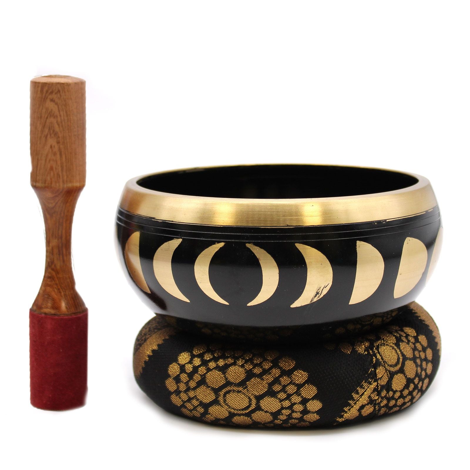 Large Moon Phase Singing Bowl Set- Black 14cm