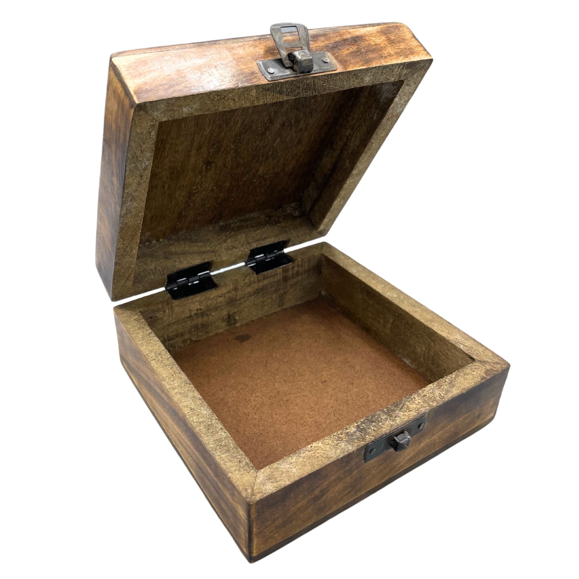 Square Wooden Keepsake Box with Buddha Design for Cherished Moments