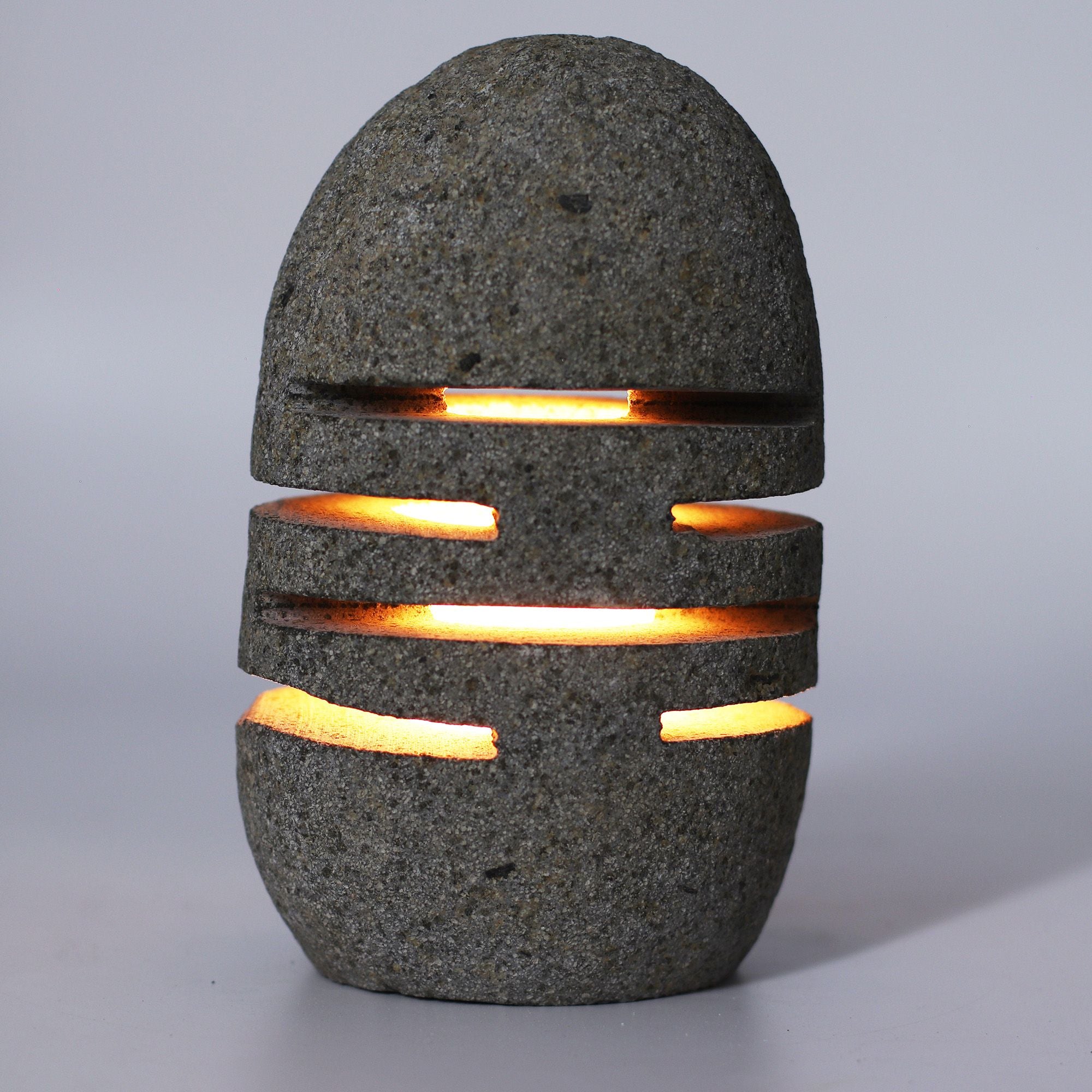 Natural Riverstone Candle Holder with Unique Standing Stone Design