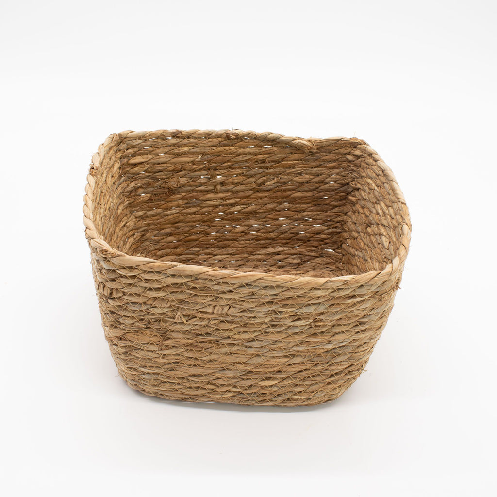 Natural Seagrass Square Baskets Set of 3 for Home Organisation