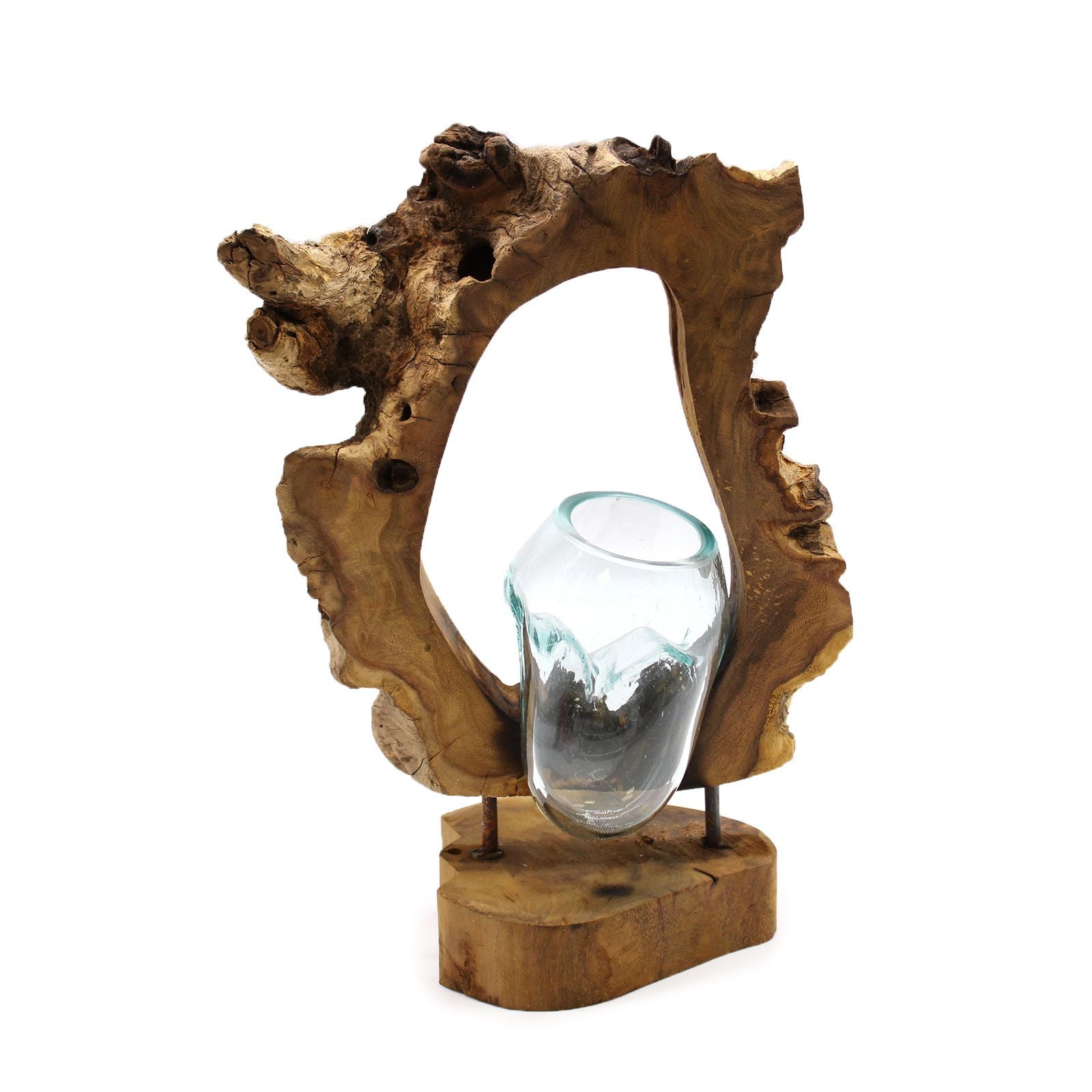 Molton Glass Hanging Art Vase on Wood for Home Decor Display