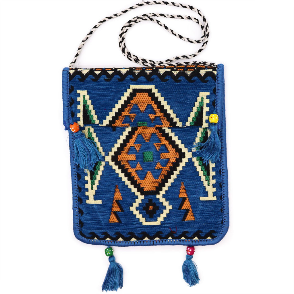 Sky Blue Kilim Messenger Festival Bag for Summer Adventures
