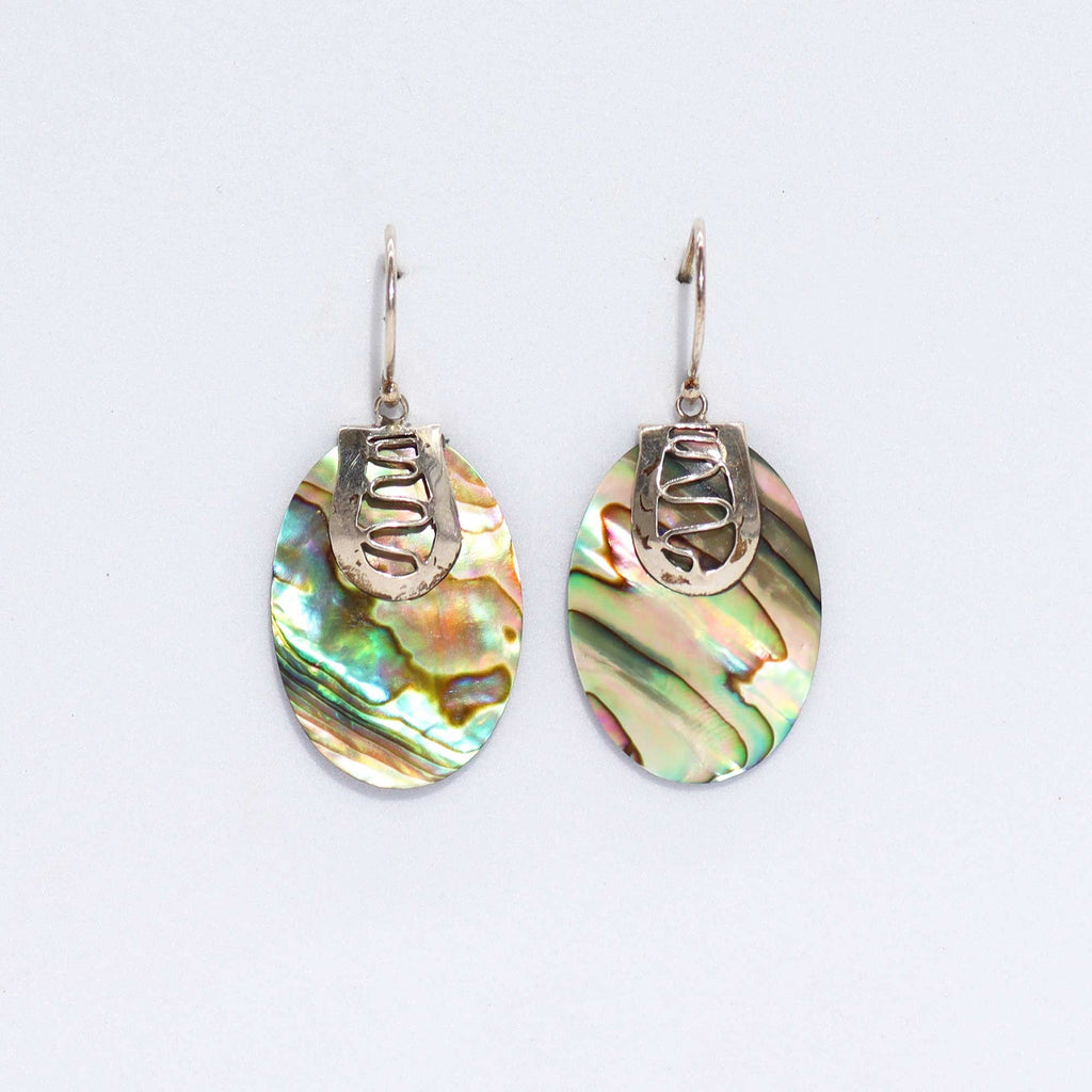 Shell and Silver Earrings with Unique Abalone Design for Style