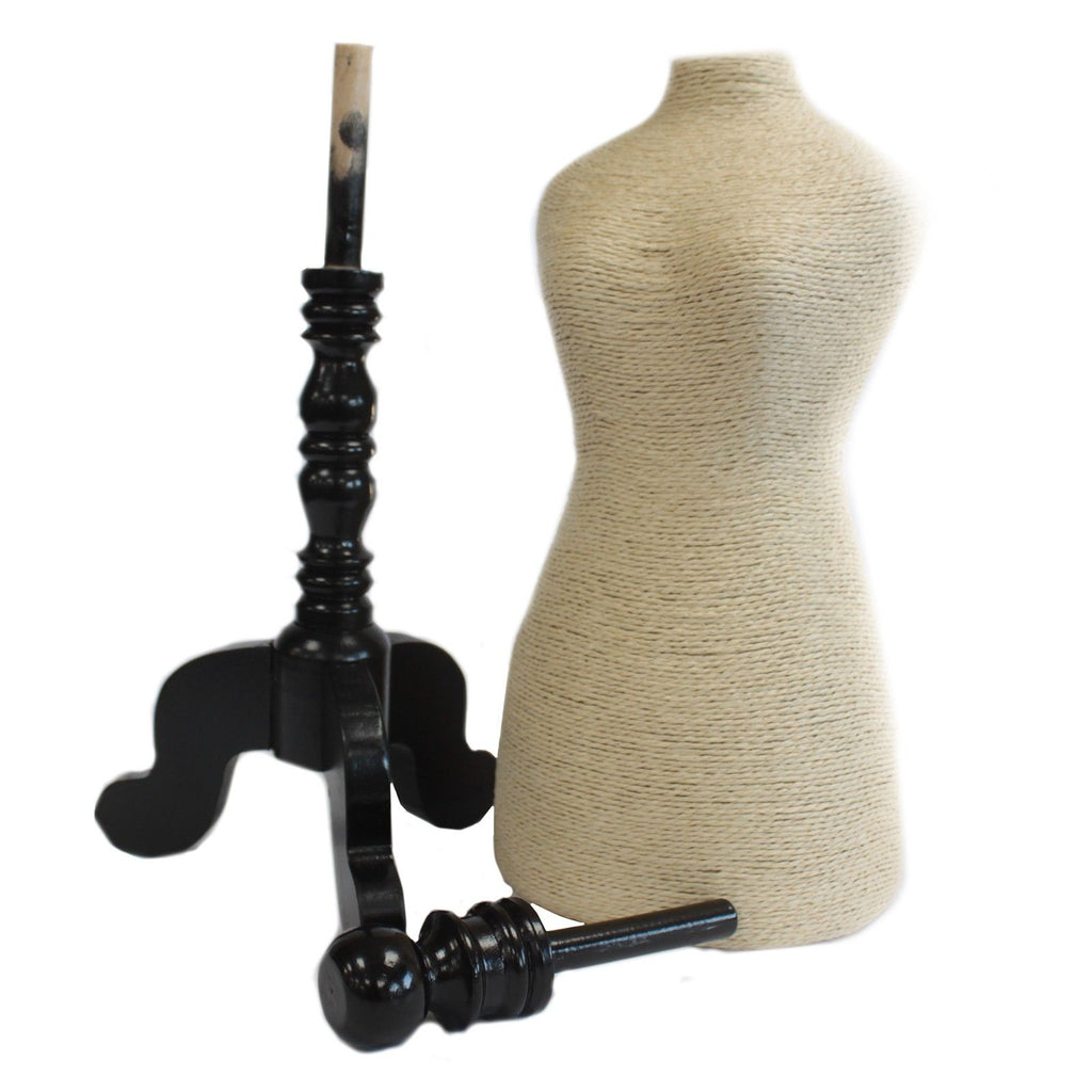 Natural Jewellery Display Mannequin on Wooden Stand in Cream