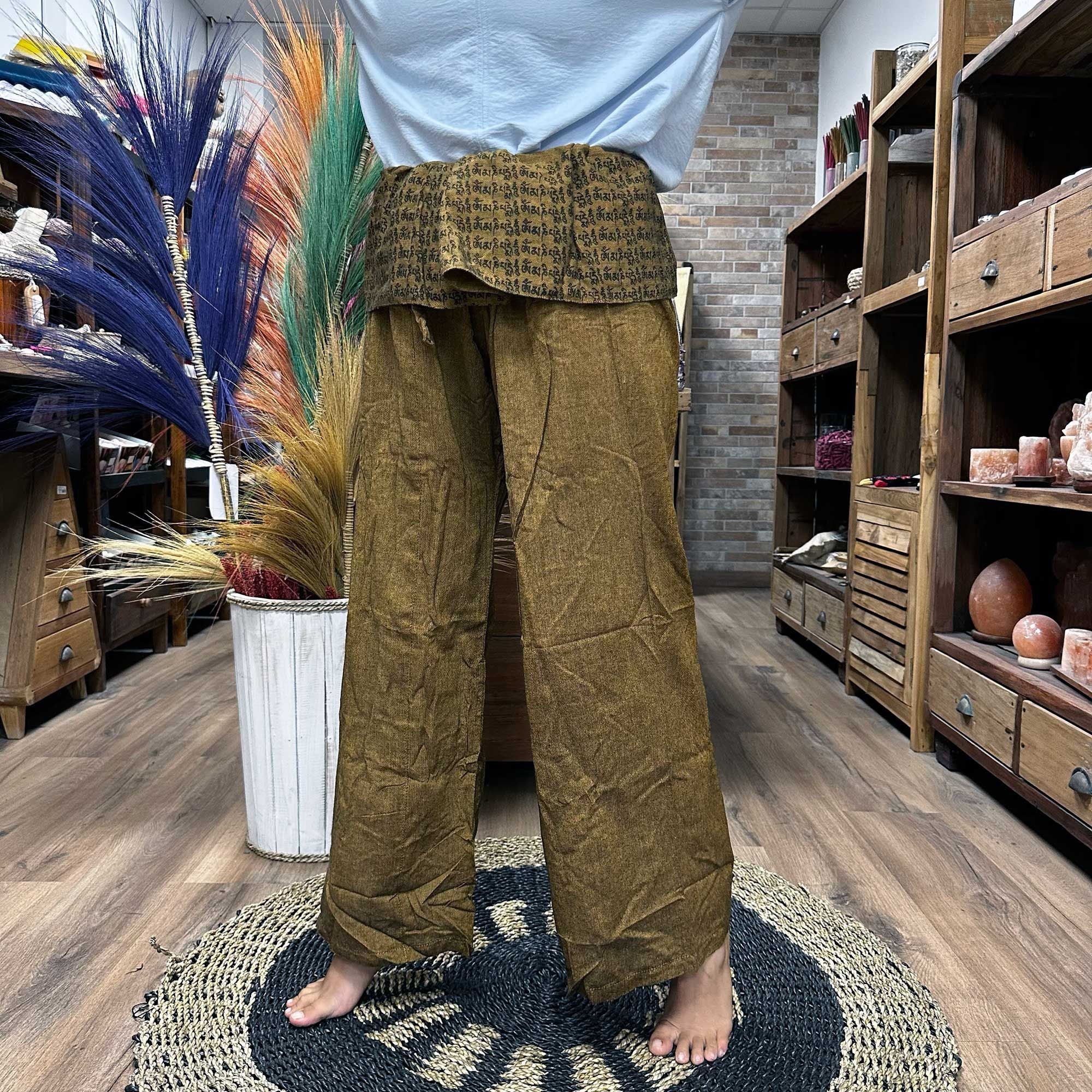 Yoga and Festival Pants Thai Fisherman with Mandala Mantra Design