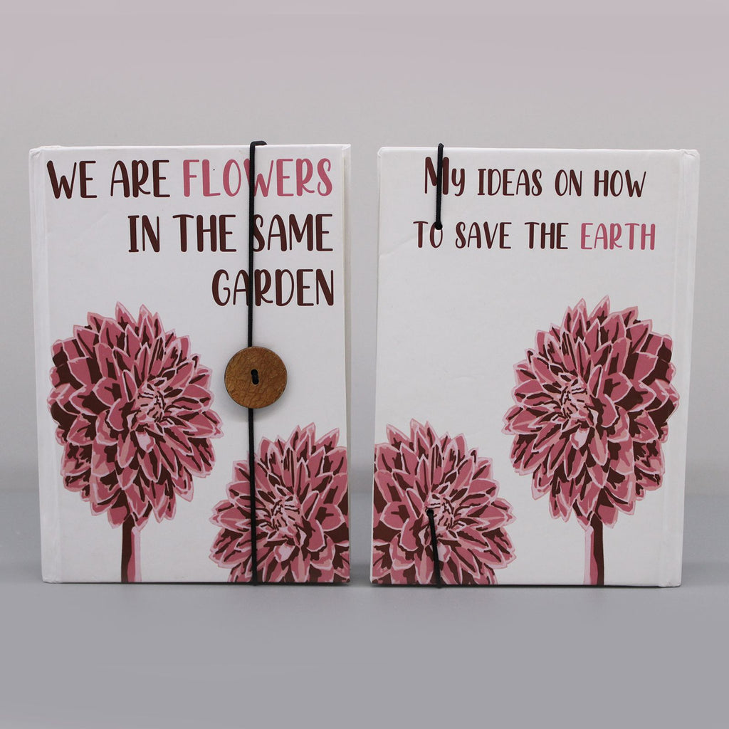 Notebook with Strap Featuring Beautiful Flowers in the Same Garden