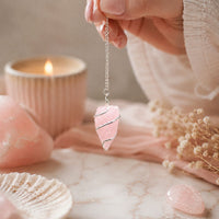 Raw Gemstone Pendulum - Rose Quartz
