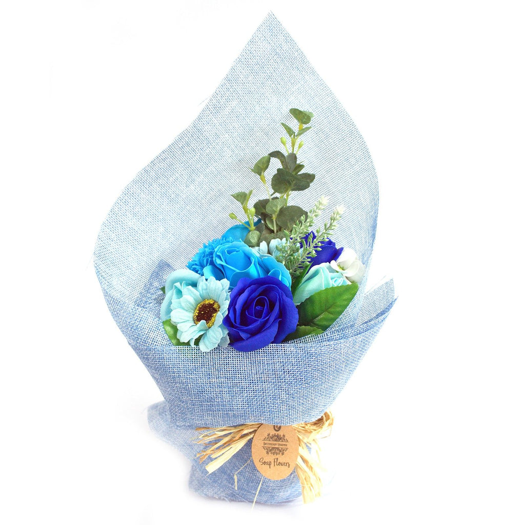Standing Soap Flower Bouquet in Blue for a Luxurious Bath Experience