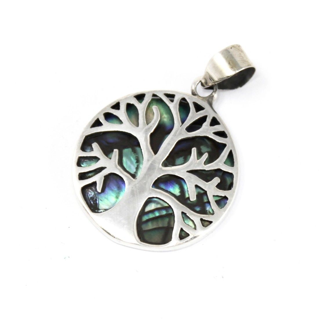 Tree of Life Silver Pendant 22mm with Abalone Design for Gifting