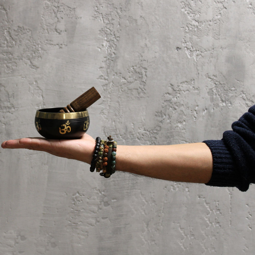 Yoga Om Singing Bowl Set for Meditation and Mindfulness Practice