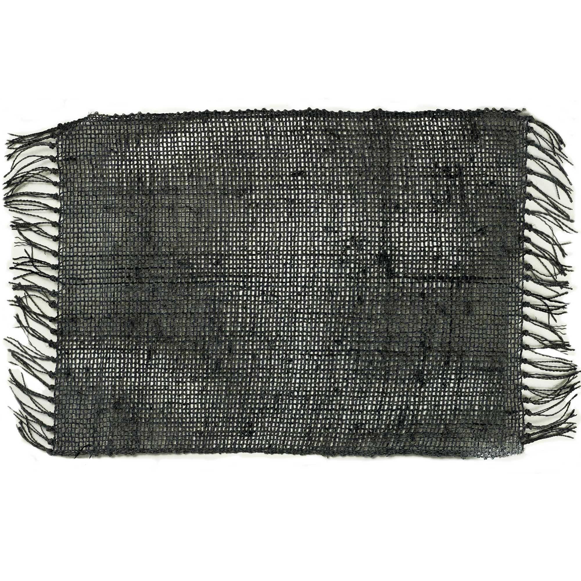 Seagrass Fringe Natural Placemat in Charcoal for Dining Style