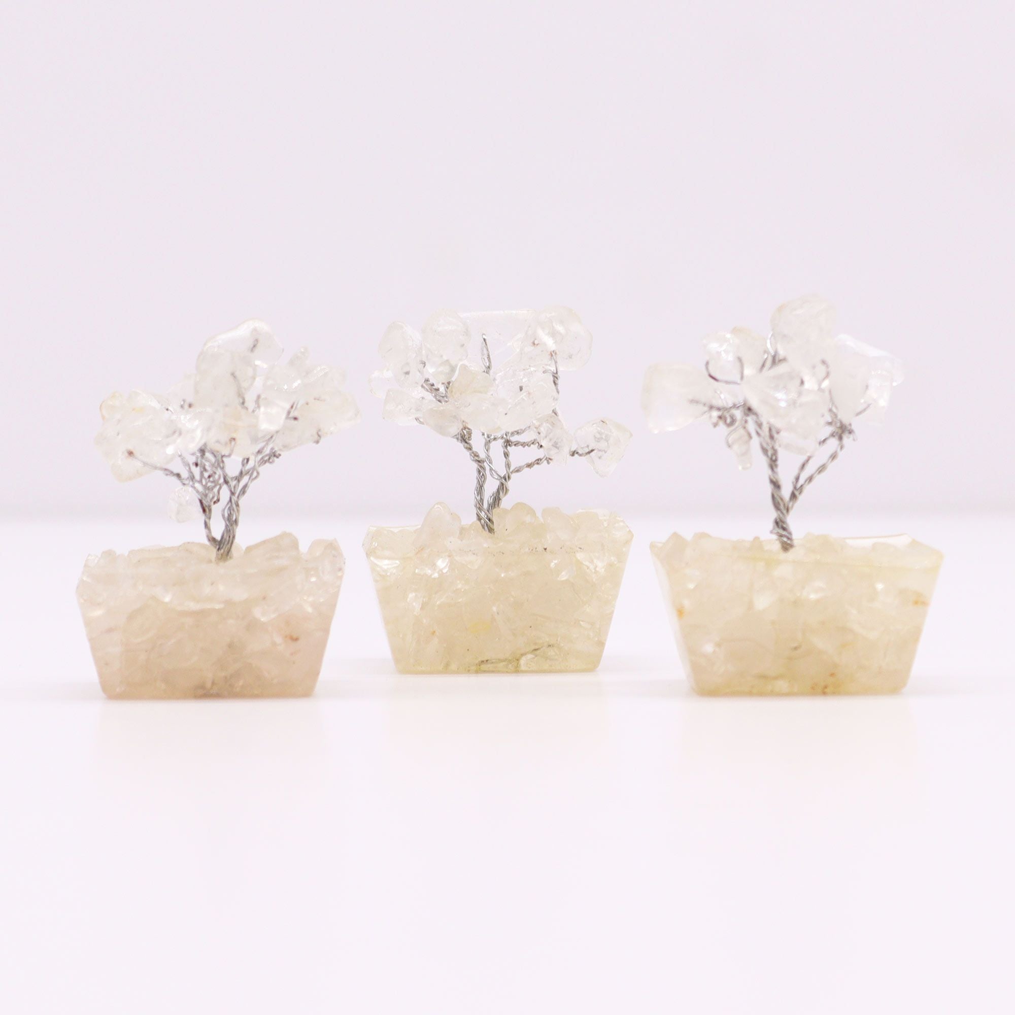 Mini Gemstone Tree on Orgonite Base with Rock Quartz and 15 Stones