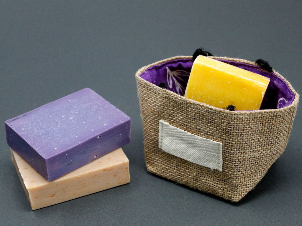 Natural Jute Cotton Gift Bag with Lavender Lining for Gifting