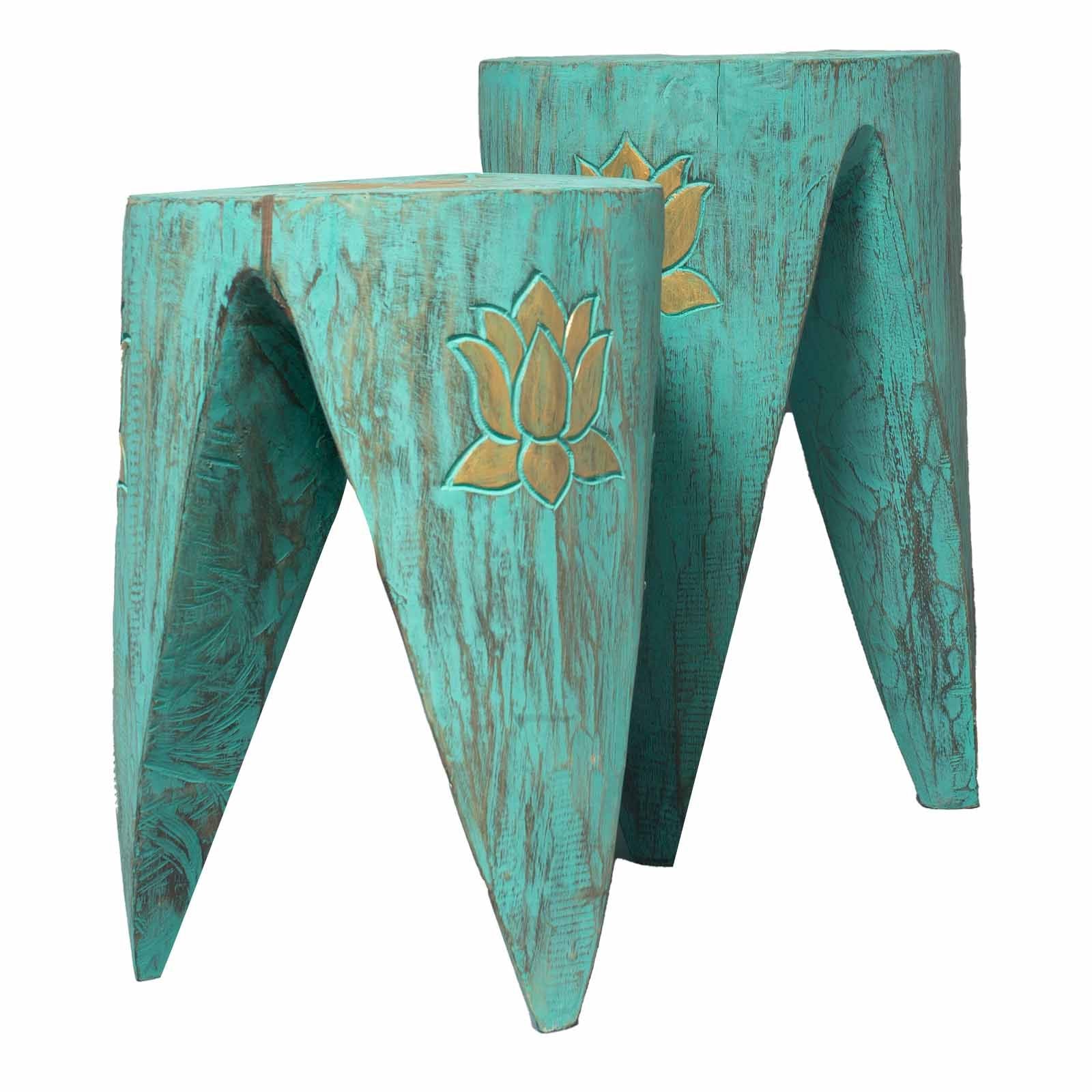 Interlocking Table Stool Set of 2 in Large Turquoise Colour