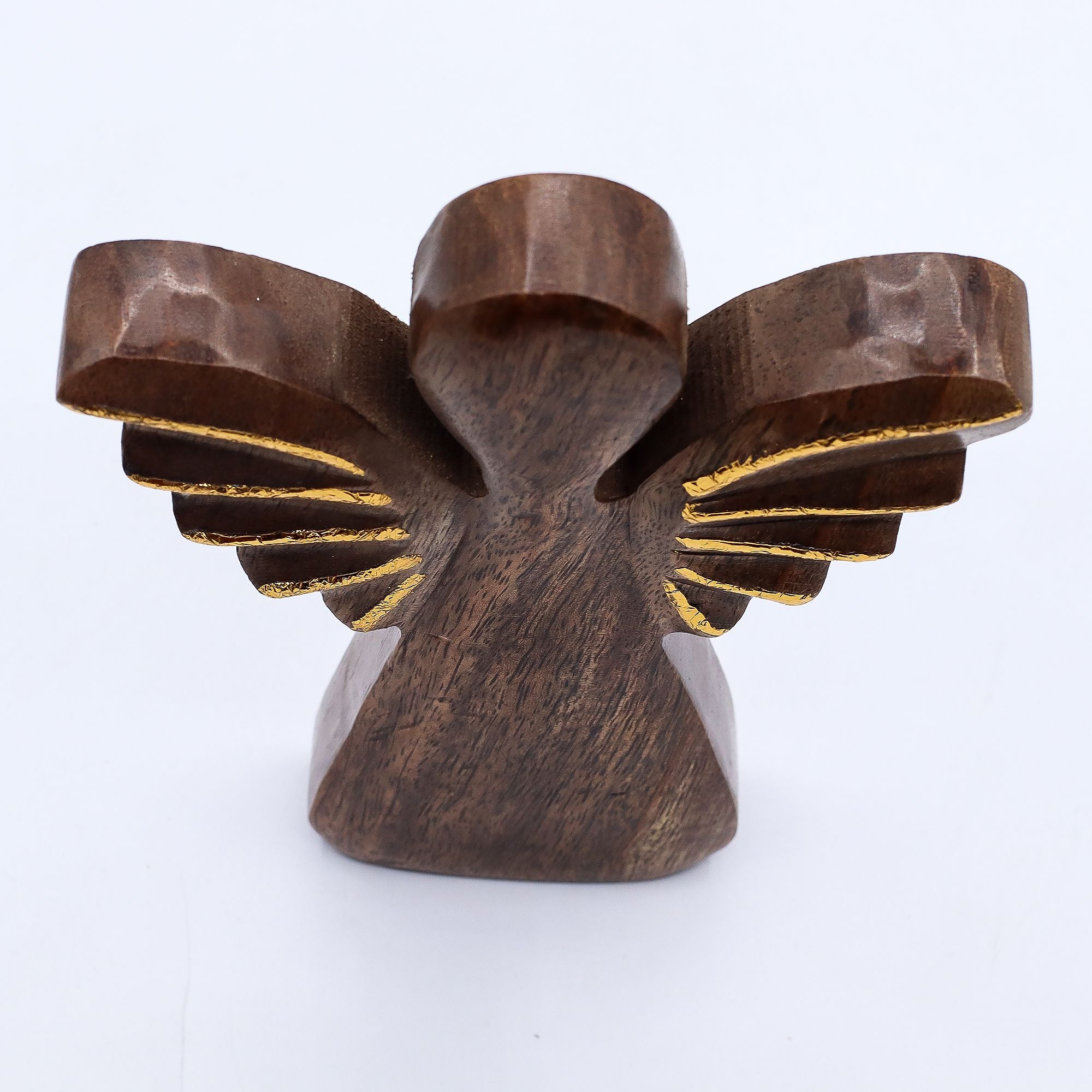 Large Mango Wood Angel with Gold Wings for Home Display Decor