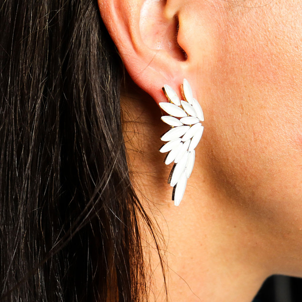 Pearl Vintage Glass Angel Wings Earrings for Elegant Style